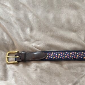Vineyard Vines Blue and Brown Belt with Gold Buckle
